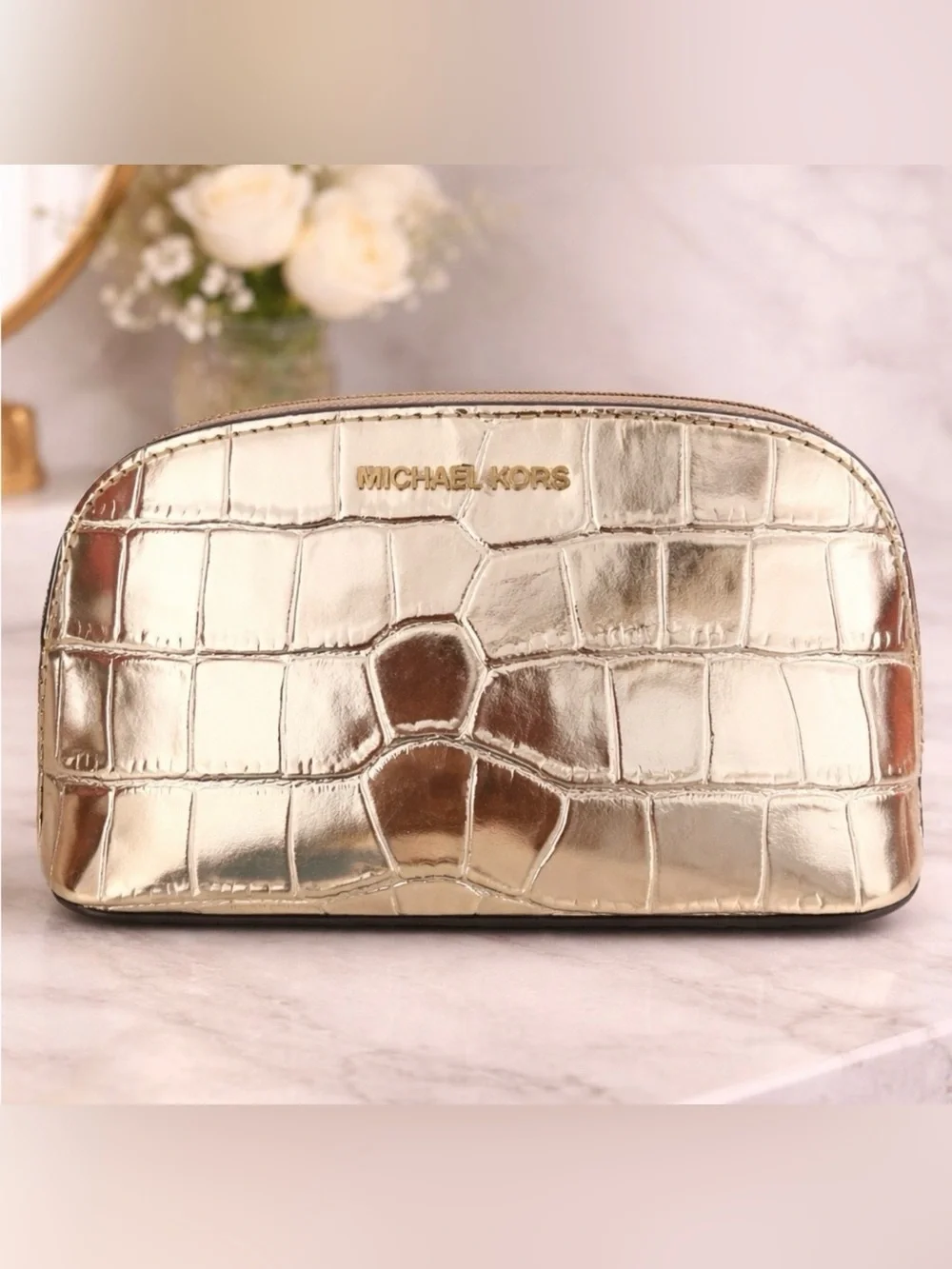 Michael Kors “GOLD EMPIRE” cosmetic/travel pouch! NWT